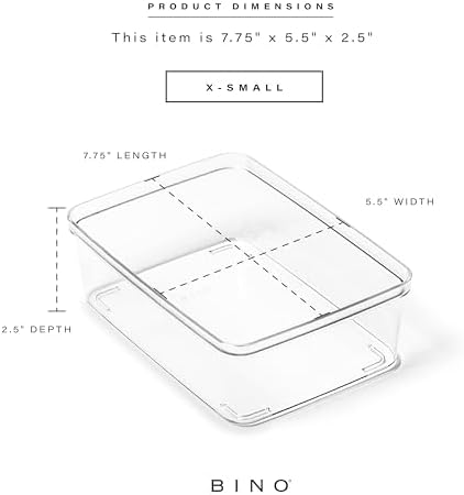 BINO | Plastic Storage Bins, X-Small - 5 Pack | THE LUCID COLLECTION | Multi-Use Built-In Handles BPA-Free Clear Storage