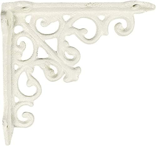 NACH Victorian Antique White Shelf Brackets 5 inch, Decorative Shelf Brackets for Wood Shelves, Small Shelf Brackets, Wa