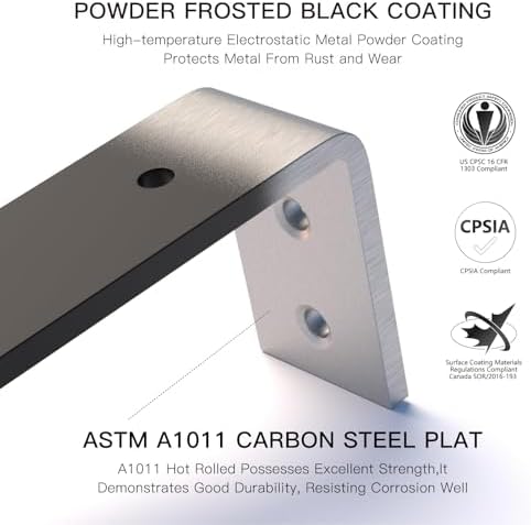 6 Pack 4 Inch Floating L Shelf Brackets for DIY, 1/5 Inch Thick, Black