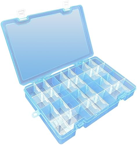 DUOFIRE Plastic Organizer Storage Box, Adjustable Divider 34 Grids, Blue