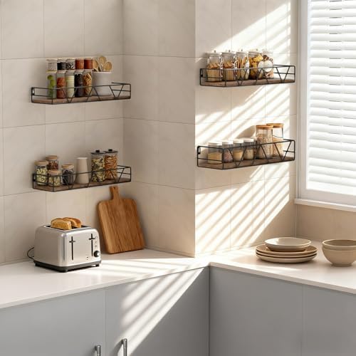 Floating Shelves Set of 4, Wood Wall Shelf, Farmhouse Shelf for Bedroom