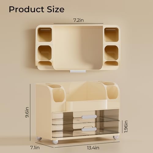 UFORU Makeup Organizer Countertop with 2 Large Drawers for Vanity Bathroom