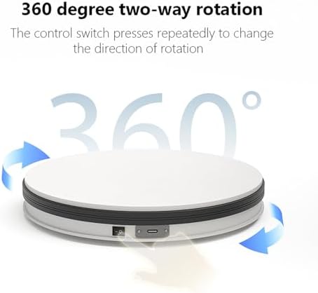 YVV Motorized Rotating Display Stand White 9.8 Inch, 360° Electric Turntable Platform for Photography, 3D Scanning & Pro