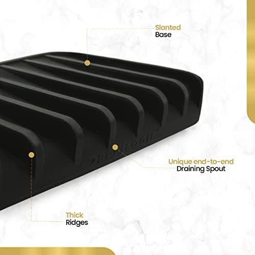 Effilogic Silicone Sponge Holder, Soap Dish, Self Draining Kitchen Sink Organizer, Kitchen Accessories, Medium Black