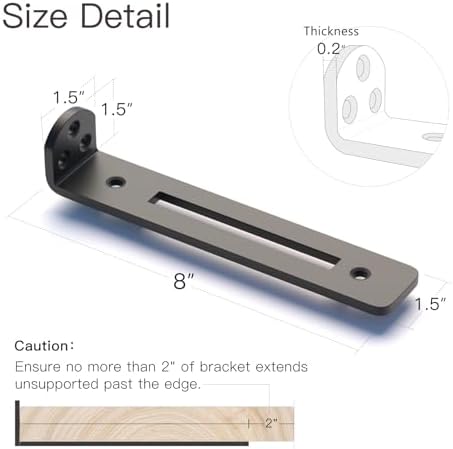 4 Pack 8 Inch Shelf Brackets, 1/5" Thick Heavy Duty Floating Shelf Bracket
