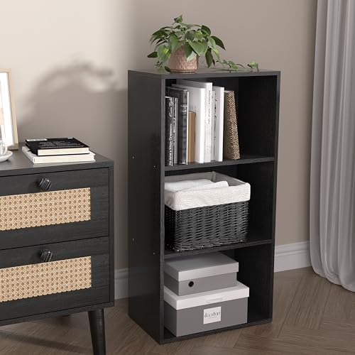 Wooden 3 Cube Storage Organizer, 3 Tier Low Bookcase Freestanding Storage Display Organizer,Versatile Cubes Shelf and Cu