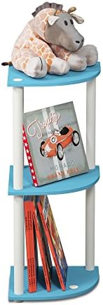 Furinno TURN-N-TUBE Corner Shelf, 3-Tier Corner Bookshelf, Display Storage Shelves with Open Shelves, for Organization a