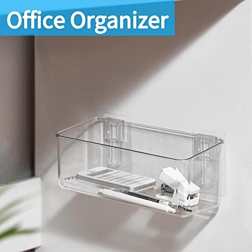 Adhesive Mount Storage Organizer Container Basket Bins, Plastic Over Cabinet Door Organizer, Pantry Wall Organization, B