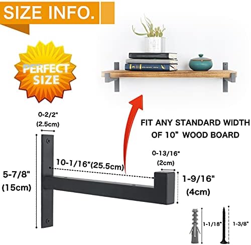 EZYDECOR 8 Packs Heavy Duty Shelf Brackets Wall Mounted Industrial Metal Shelving Support with Lip for DIY Open Shelving