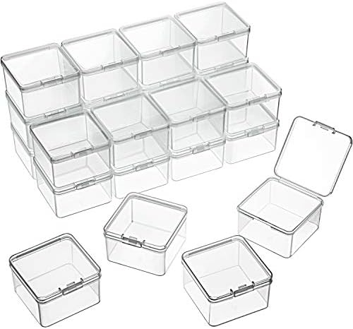 SATINIOR 24 Pcs Small Clear Plastic Container Box, 2.5 x 2.5 x 1.6 in