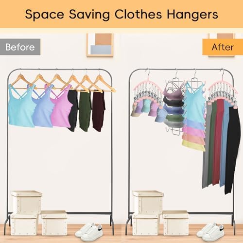 TomCare 4 Pack Space Saving Hangers, Tank Top and Leggings Organizers
