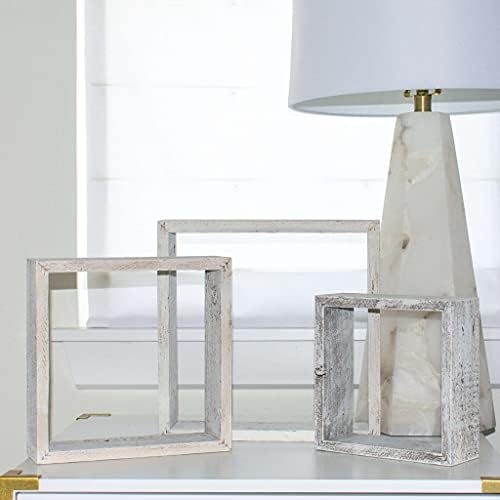 BARNWOODUSA Whitewash Rustic Shelves, Square Floating Wood Shadowbox, Home