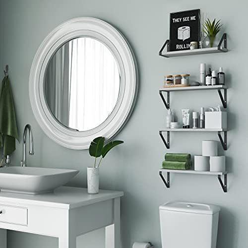 Wallniture Ponza 17'' x 4.5'' Floating Wall Shelf Bathroom, Small Wood Book Shelves for Wall Storage, Wall Mounted Shelf