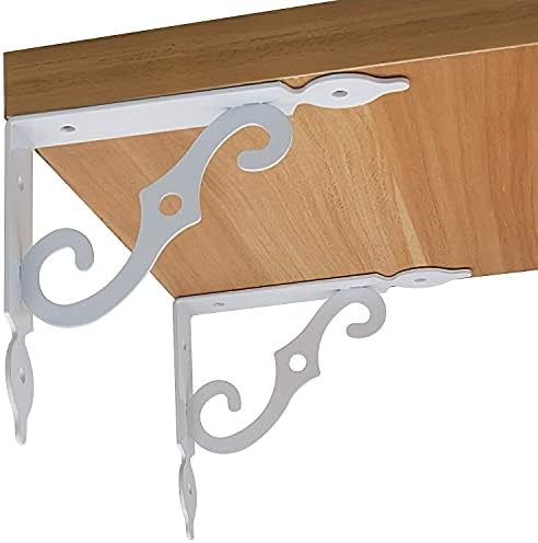 Acrux7 12 Pack Heavy Duty Decorative Shelf Brackets 9.4 X 7.5 inch with Screws White Metal Shelf Brackets - Shelf Suppor