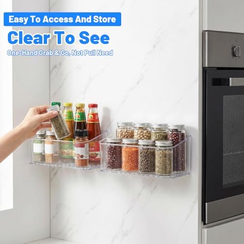 4 Pack Adhesive Cabinet Door Organizer, Bathroom Cabinet Door Organizer Bins for Inside Cabinets Doors Storage, Clear Wa