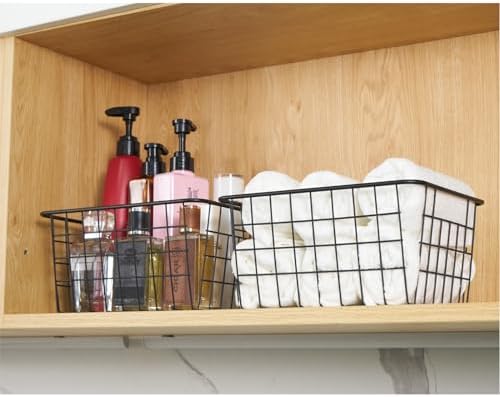 JUNCHU CHERRY Wire Kitchen Storage Basket 4 Packs,Perfect Pantry Organization Accessories Baskets,Laundry Basket,Counter
