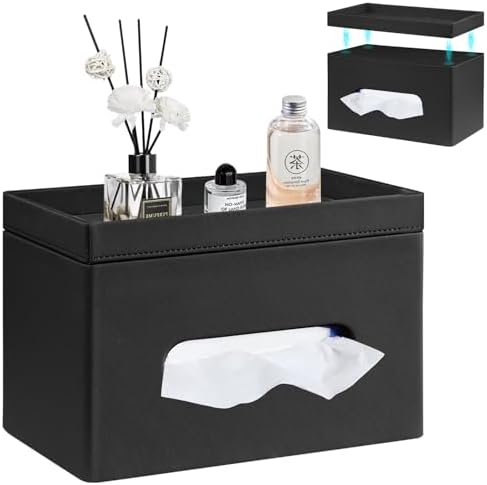 Extra Large Tissue Box Cover with Storage Tray,Rectangle Tissue Box Holder
