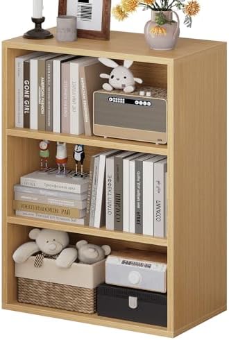 ALISENED 3-Tier Bookshelf, 23.6 × 9.4 × 35.2in, Small Bookshelf