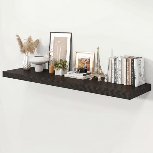 48" Black Floating Shelves 12inch Deep Wall Shelf, Set of 1