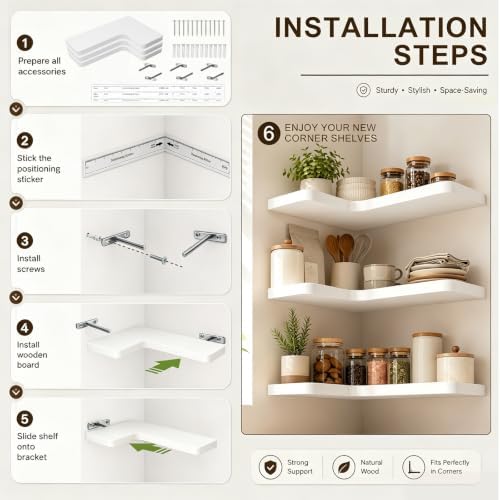 Floating Corner Shelves Solid Pinewood Wall Mounted Shelf