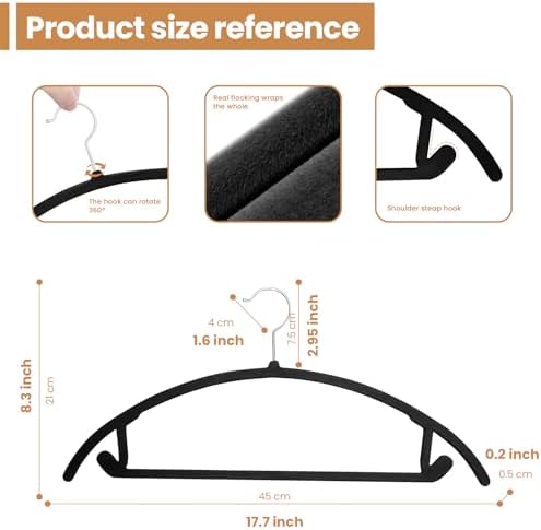 Jiang&Rong 60 Pack Black Velvet Hangers