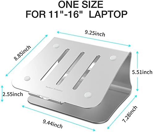 Laptop Stand, Aluminum Notebook Holder Riser Heat-Vent for MacBook Air/Pro, Dell, HP, Lenovo, Microsoft Surface, Samsung