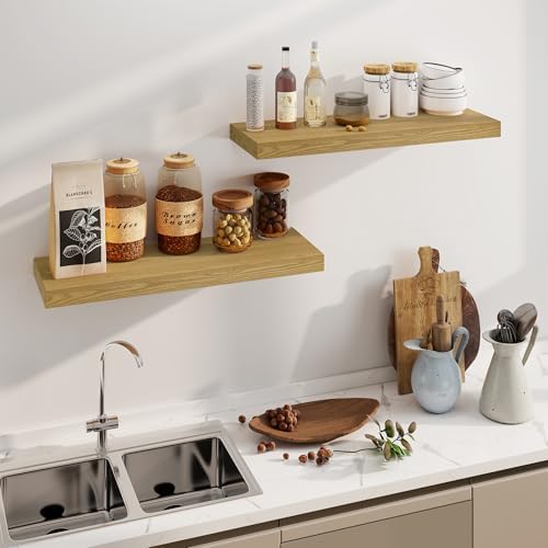 Fun Memories Floating Shelves 36 Inch Long, Deep Floating Shelf for Wall, 36 x 8 Floating Shelves Set of 2, 8 Inch Deep 