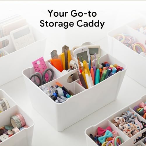 MACOPRO 17QT Craft Storage Box with 2 Removable Caddy Trays, Clear Stackable Plastic Organizer with Lid for Art Supplies
