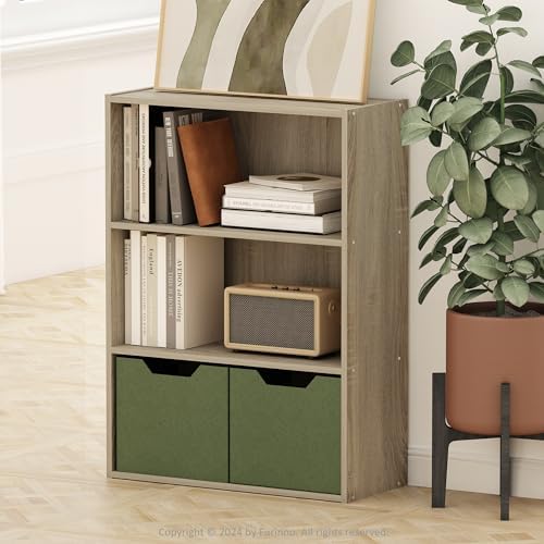 Furinno PASIR Book Shelf, 3-Tier Bookshelf, Storage Shelves Bookcase, 9.7 x 23.7 x 31.5, for Living Room, Bedroom, Home 