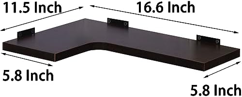 YYWUOJJ Corner Shelf Wall Mounted, Corner Floating Shelves for Wall, Set of 4 Dark Brown