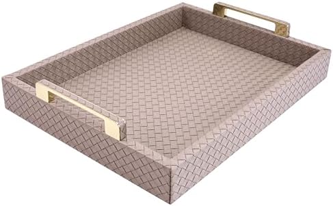 Faux Leather Serving Tray, Cinnamon Pink, 16" x 12"