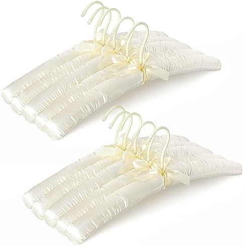 TOPIA HANGER Satin Padded Hangers for Women Clothing 17-inch 10 Pack Ivory
