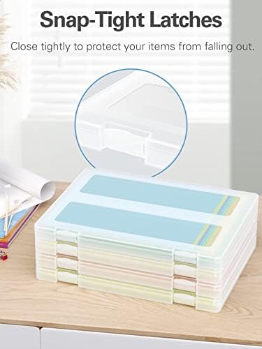 4-Pack A4 Plastic Paper Organizer Box, Scrapbook Storage for 8.5” x 11” Letter Papers, Portable Document Holder, Photo S