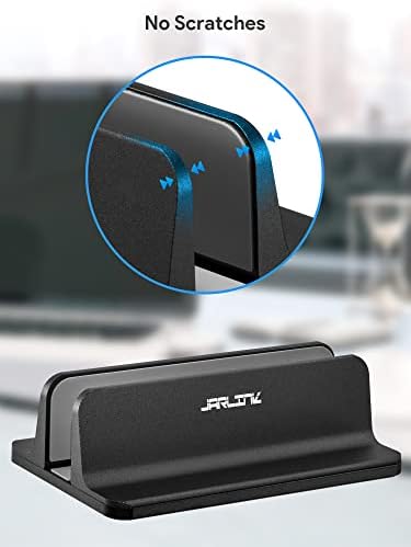JARLINK 2-in-1 Vertical Laptop Stand, Adjustable Aluminum Desk Dock, Black