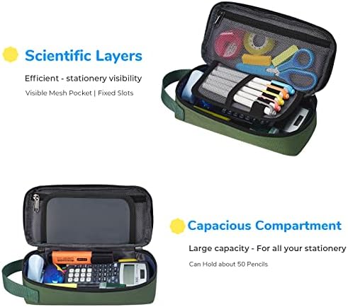 ECHSRT Large Pencil Case, Aesthetic Pen Pouch with Big Capacity, Minimalist Portable Stationery Bag with Handle for Office Organizer Aesthetic Pencil Cases