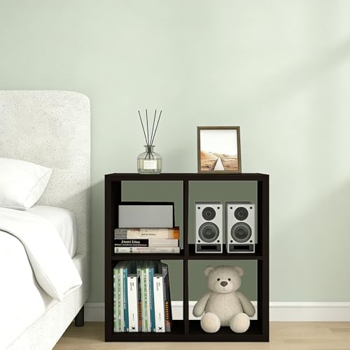 CTESNE【2026 Wooden Thick Frame 4 Cube Storage Organizer Shelf with Anti-Tipping Kits + Reversible Open Back Bookcase, Ho