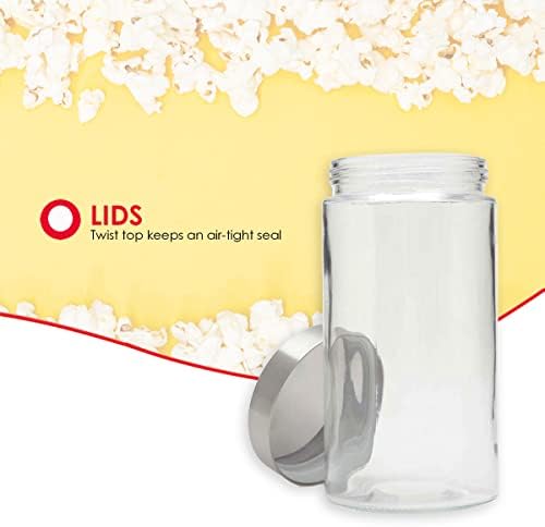 Home Basics Large 54 oz. Round Glass Canister Jar Container Fresh Sealed with Air-Tight Stainless-Steel Twist Top Lid fo