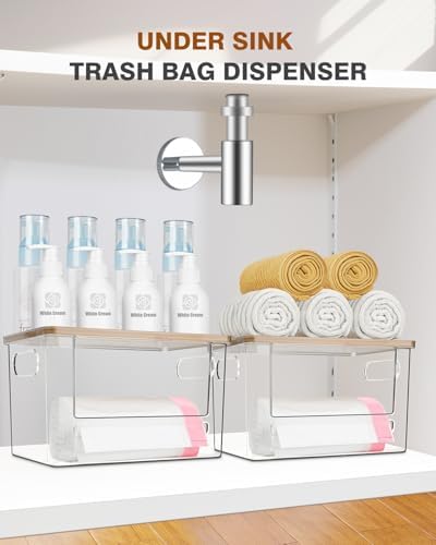 Trash Bag Dispenser 2 Pack - Under Sink Organizer, Plastic Bag Holder