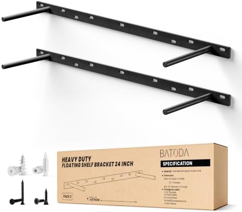 BATODA 24" Floating Shelf Bracket 2PCS, Hidden Bracket for Floating Shelves
