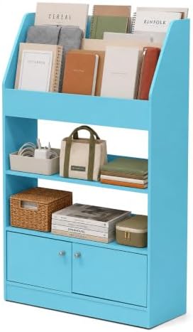 Furinno LOVA Book Shelf, Magazine Bookshelf, Bookcase with Storage Cabinet, 9.4 x 24.6 x 43.3, for Living Room, Bedroom,
