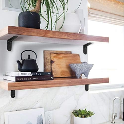 NACH Decorative Shelf Brackets, 2 Pack of 4.3 x 2 x 3.5 inch, Black Cast Iron Shelving Brackets - Metal Shelf Supports- 