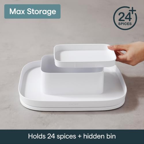 YouCopia MagicTrack Spice Turntable, 2-Tier Rectangle Lazy Susan Organizer