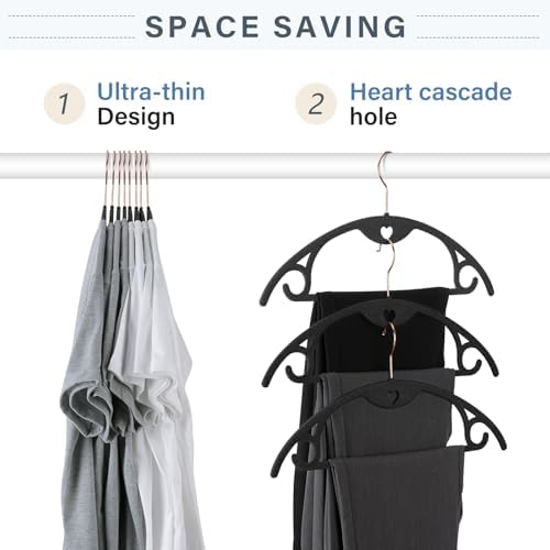 Velvet Hangers Felt Clothes Hangers 30 Pack Black Grey/18 XL
