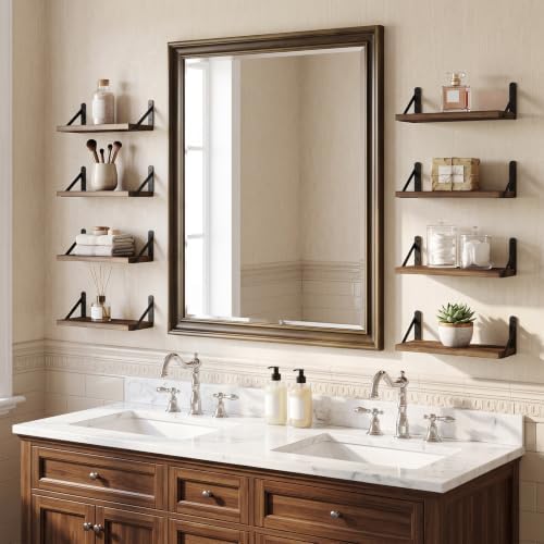 Fixwal Floating Wall Shelves, Set of 8, Width 4.75 Inches, Dark Carbonized