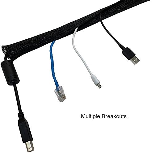 Electriduct 3" Side Entry Cable Wrap Braided Sleeving with Hook & Loop Fastener - 50 Feet (Black)