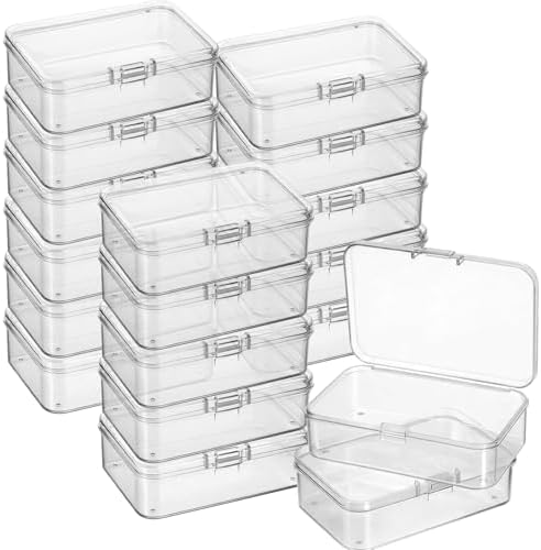 Jetec 18 Pieces Small Clear Plastic Storage Box, 3.3 x 2.1 x 1 Inch