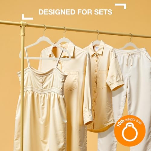 Korpai 50 Pack Beige Velvet Hangers,Felt Hangers with Gold 360°Swivel Hook,Coat Hanger Non Slip,Heavy-Duty,Space Saving,Slim Clothes Hangers for Pants,Outfit,Skirts,Suits,Coats,Dresses ect.