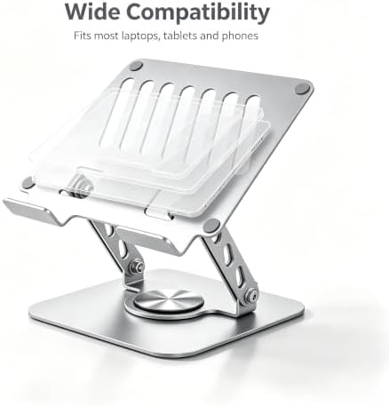 Laptop Stand with 360° Rotating Heavy Base, Foldable Adjustable