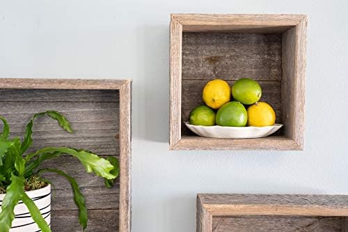 BARNWOODUSA Rustic Shelves, Deluxe Square Floating Wood Shadowbox, Home Dec