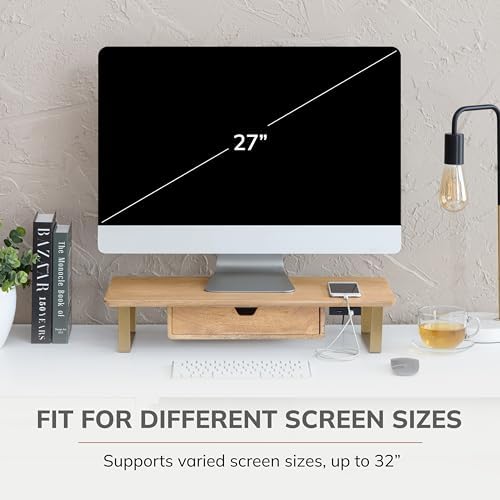Anji Mountain Monitor Stand for Desk - Desktop Organizer & Laptop Riser, Ergonomic Monitor Riser, Space-Saving, Durable,